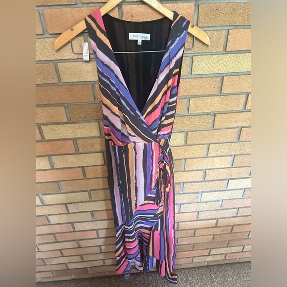 Great Jones Sleeveless Stripe Wrap Dress in Vibrant Orchid Size Small RTR - Picture 3 of 7